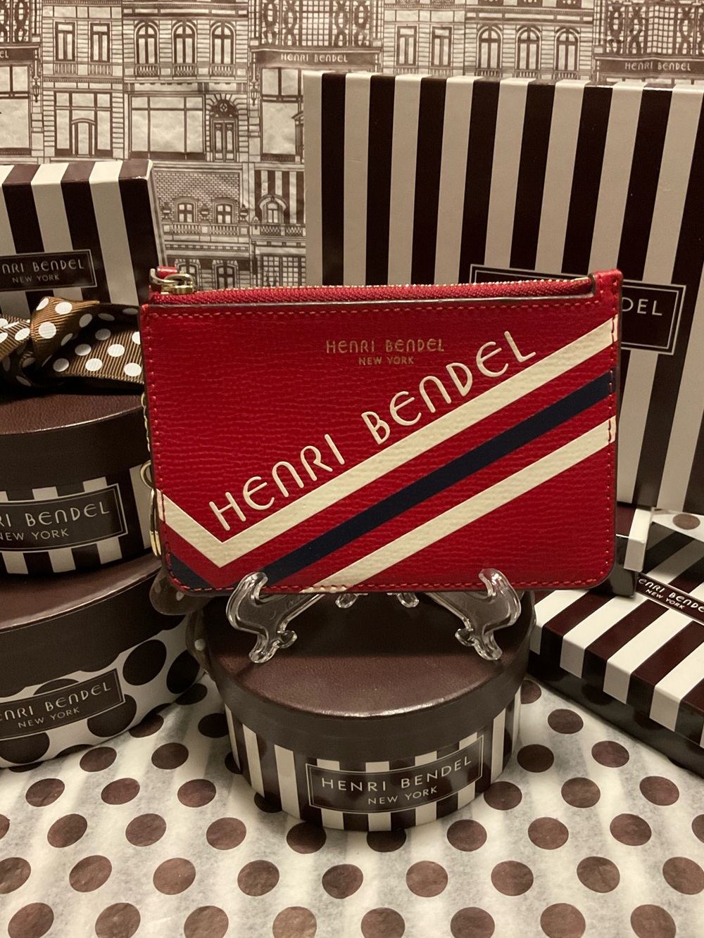 Henri Bendel Varsity Stripe Coin Purse / Key Pouch